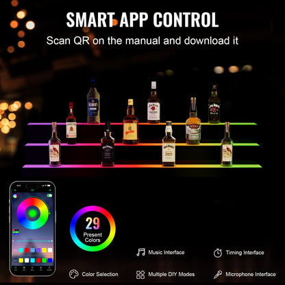 ok-3-48 - LED Lighted Liquor Shelf with Remote & App Control