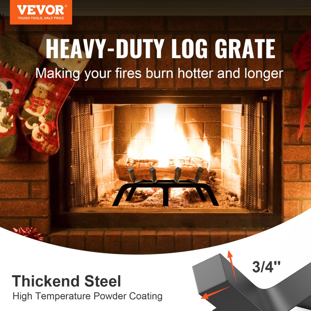 H230-A - 18" Heavy-Duty Steel Log Grate with 6 Support Legs
