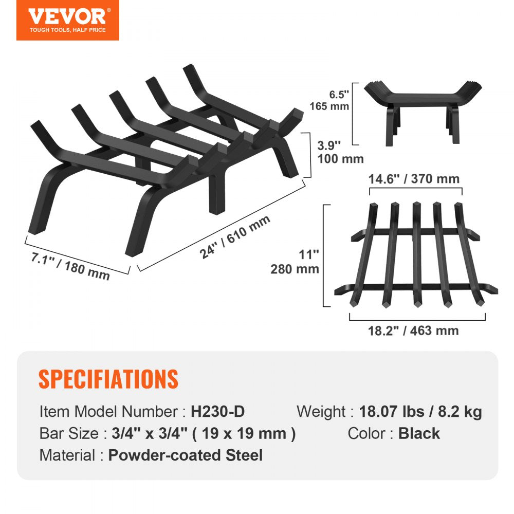H230-D - 24" Heavy-Duty Log Grate for Efficient Indoor/Outdoor Burning