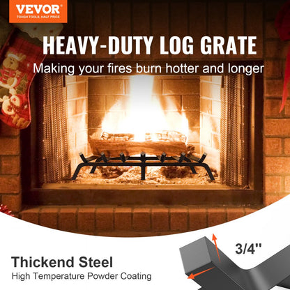 H230-F - 30" Heavy-Duty Steel Fireplace Grate with 6 Legs