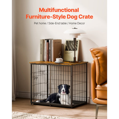 HFWDC03-01 - Elegant Indoor Dog Crate with Dual Doors and Heavy-Duty Frame