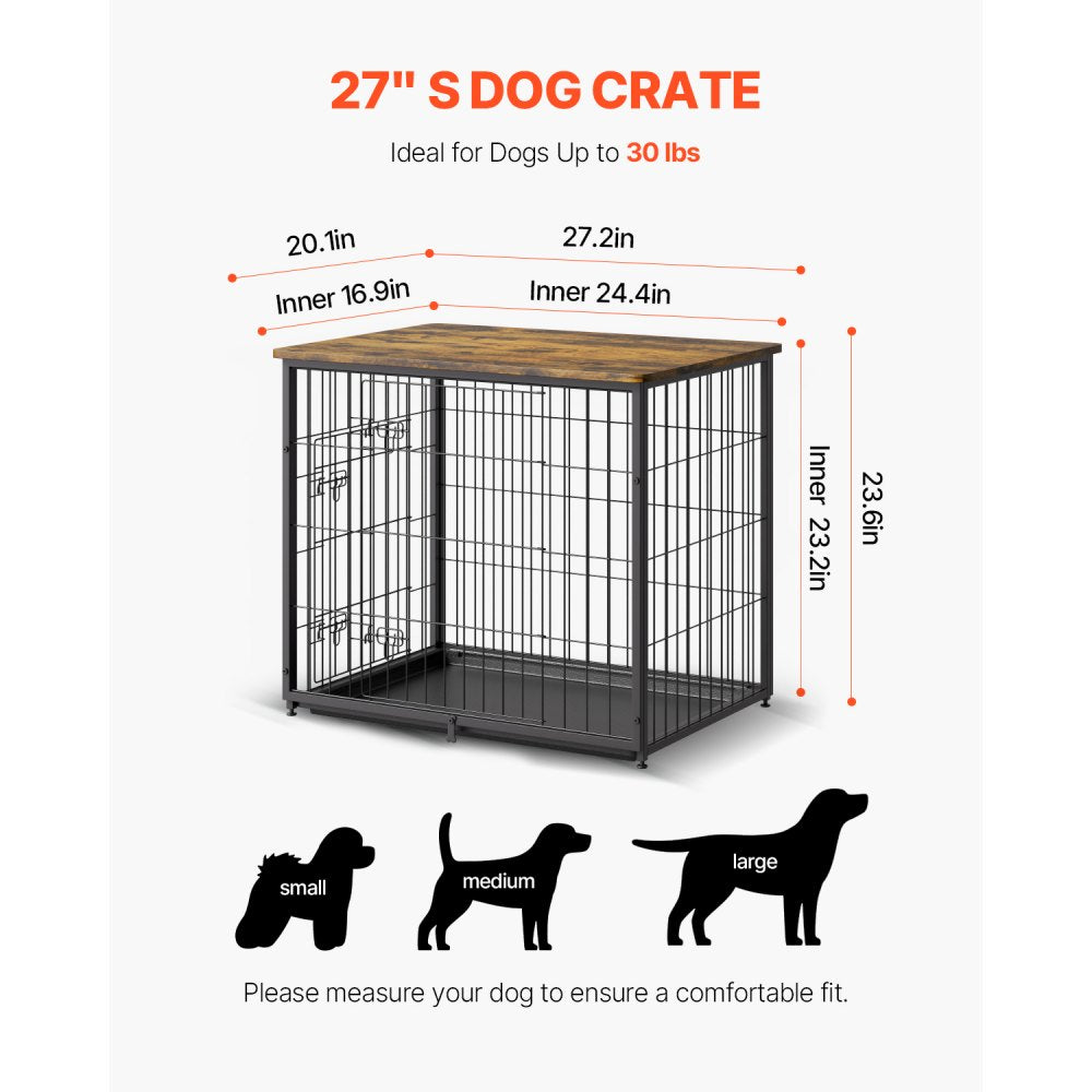 HFWDC03-01 - Elegant Indoor Dog Crate with Dual Doors and Heavy-Duty Frame