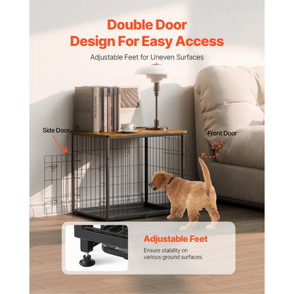 HFWDC03-01 - Elegant Indoor Dog Crate with Dual Doors and Heavy-Duty Frame