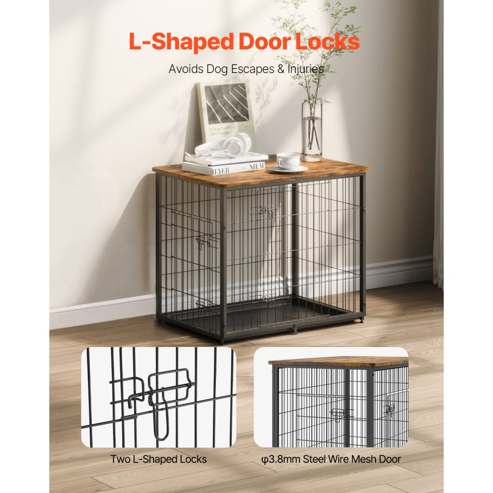 HFWDC03-01 - Elegant Indoor Dog Crate with Dual Doors and Heavy-Duty Frame