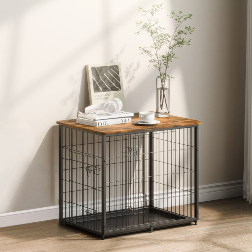 HFWDC03-01 - Elegant Indoor Dog Crate with Dual Doors and Heavy-Duty Frame