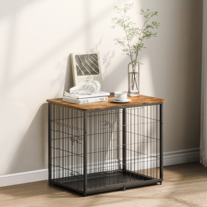 HFWDC03-01 - Elegant Indoor Dog Crate with Dual Doors and Heavy-Duty Frame