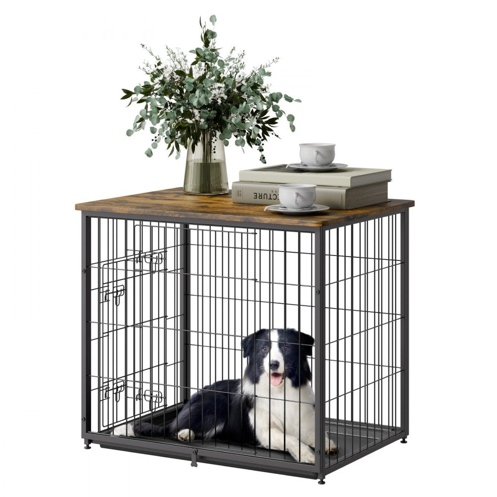 HFWDC03-01 - Elegant Indoor Dog Crate with Dual Doors and Heavy-Duty Frame