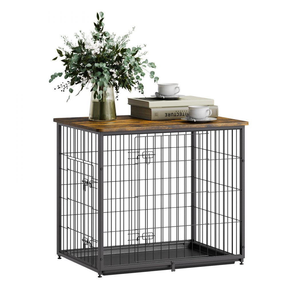 HFWDC03-01 - Elegant Indoor Dog Crate with Dual Doors and Heavy-Duty Frame