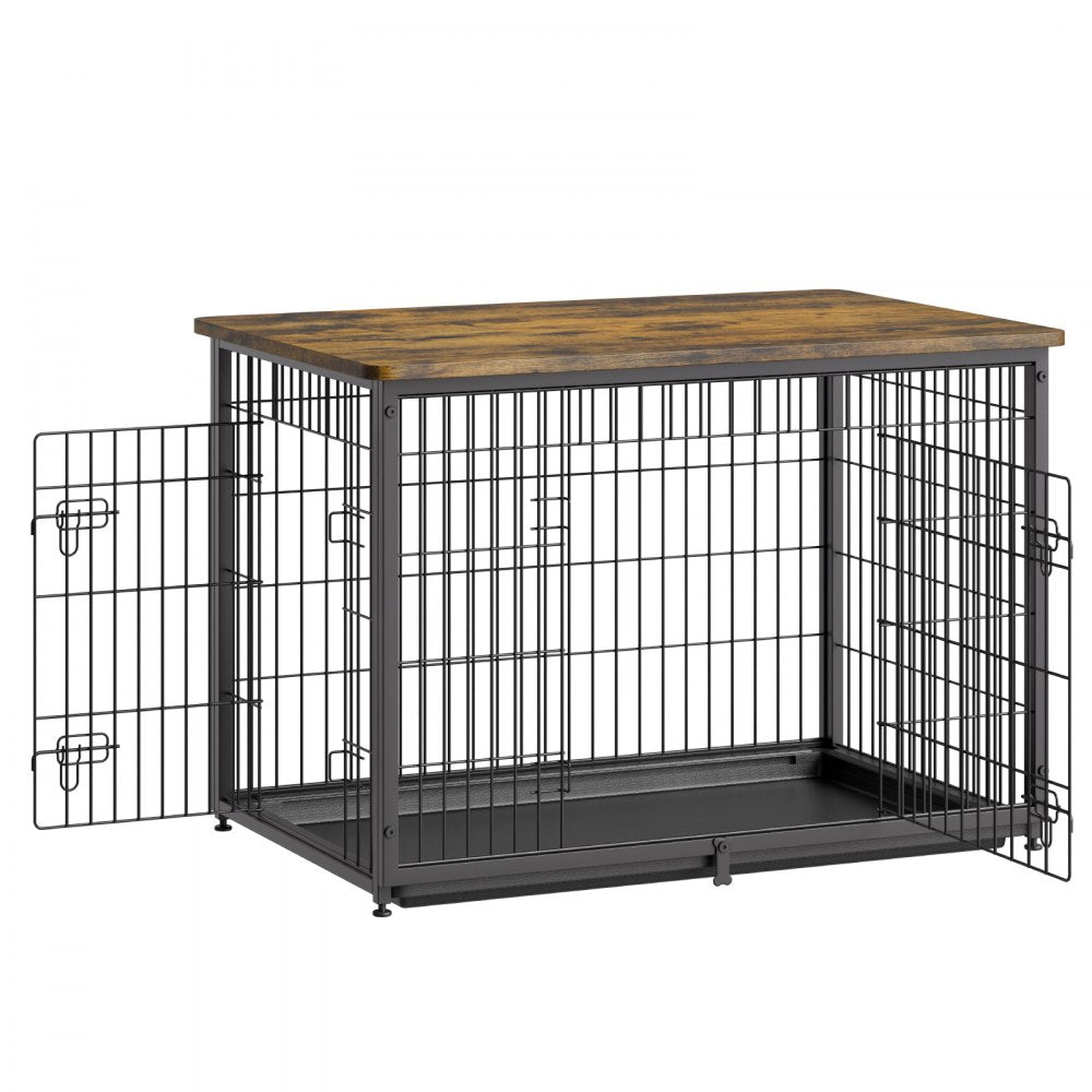 HFWDC03-03 - Elegant 38in Indoor Wooden Dog Crate with Dual Doors