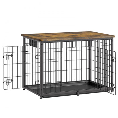HFWDC03-03 - Elegant 38in Indoor Wooden Dog Crate with Dual Doors