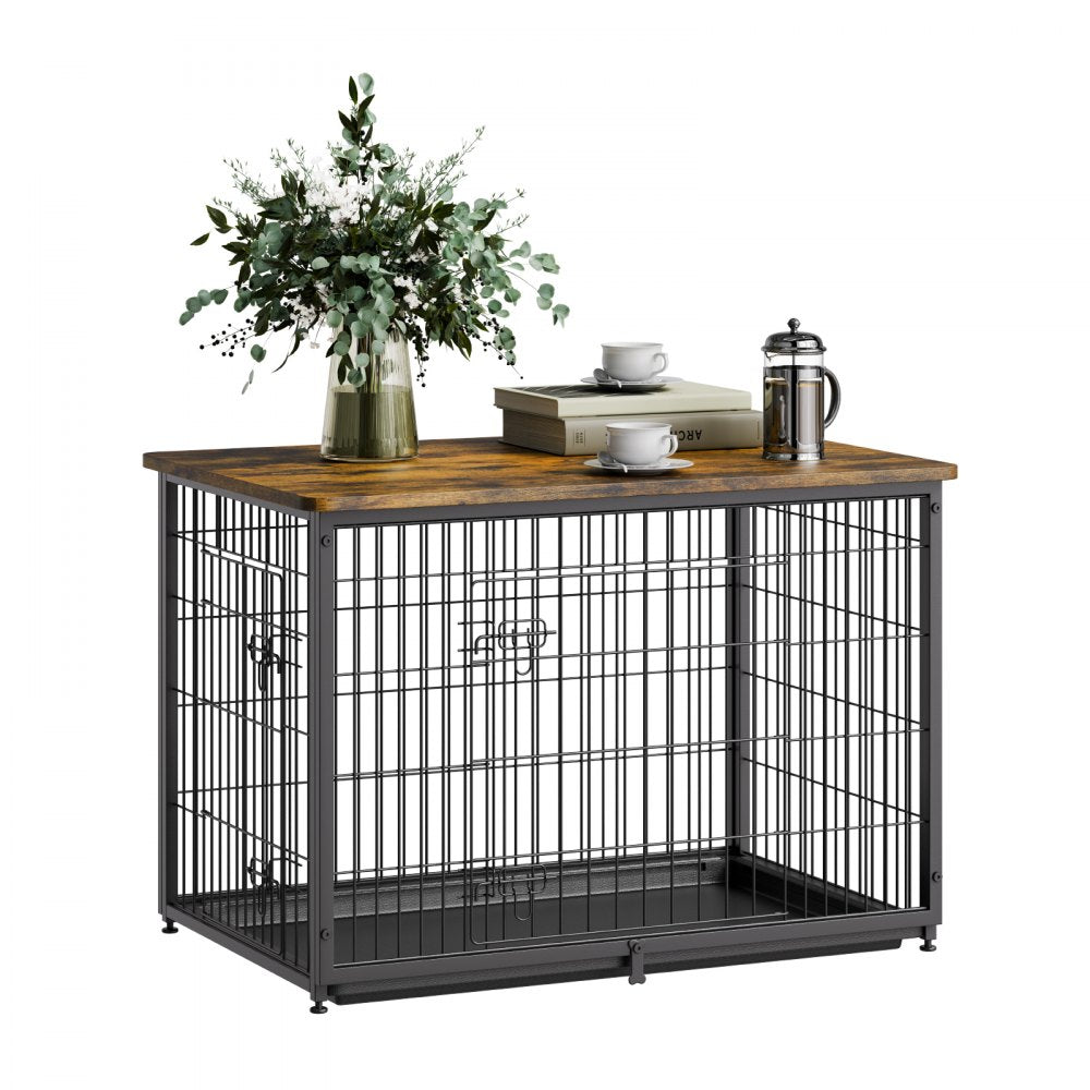 HFWDC03-03 - Elegant 38in Indoor Wooden Dog Crate with Dual Doors