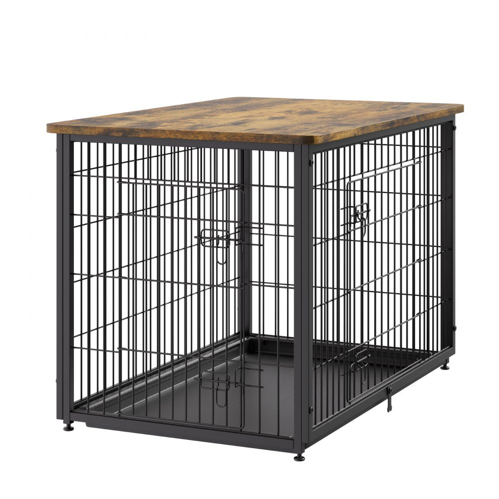 HFWDC03-03 - Elegant 38in Indoor Wooden Dog Crate with Dual Doors