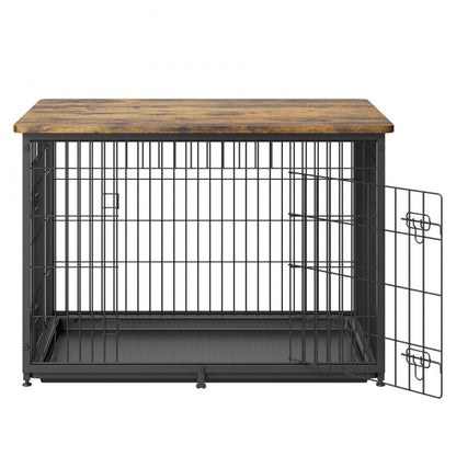 HFWDC03-03 - Elegant 38in Indoor Wooden Dog Crate with Dual Doors