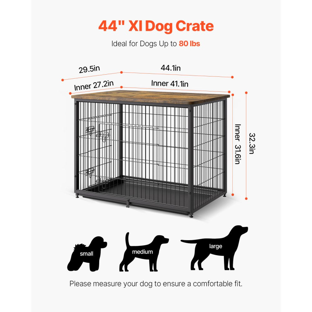 HFWDC03-04 - Elegant 44" Indoor Dog Crate with Dual Doors & Secure Design