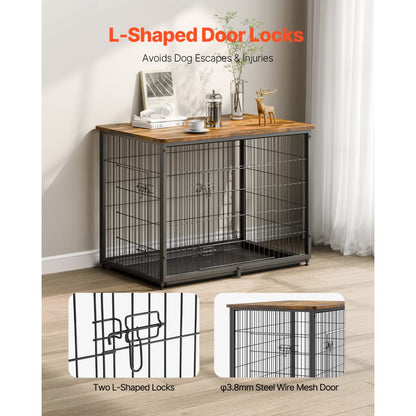 HFWDC03-04 - Elegant 44" Indoor Dog Crate with Dual Doors & Secure Design