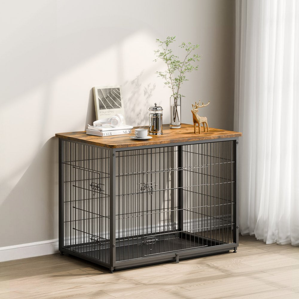 HFWDC03-04 - Elegant 44" Indoor Dog Crate with Dual Doors & Secure Design