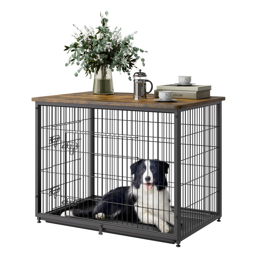 HFWDC03-04 - Elegant 44" Indoor Dog Crate with Dual Doors & Secure Design