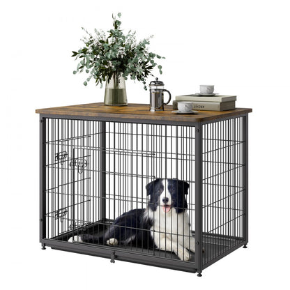 HFWDC03-04 - Elegant 44" Indoor Dog Crate with Dual Doors & Secure Design