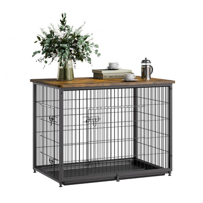 HFWDC03-04 - Elegant 44" Indoor Dog Crate with Dual Doors & Secure Design