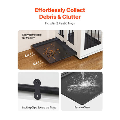 SS-703 - Elegant 72" Wooden Dog Crate with Storage & Secure Locks
