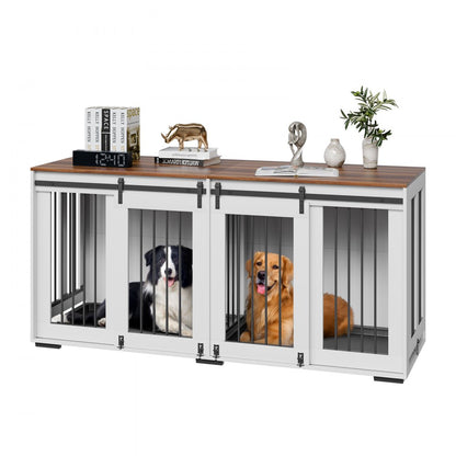 SS-703 - Elegant 72" Wooden Dog Crate with Storage & Secure Locks