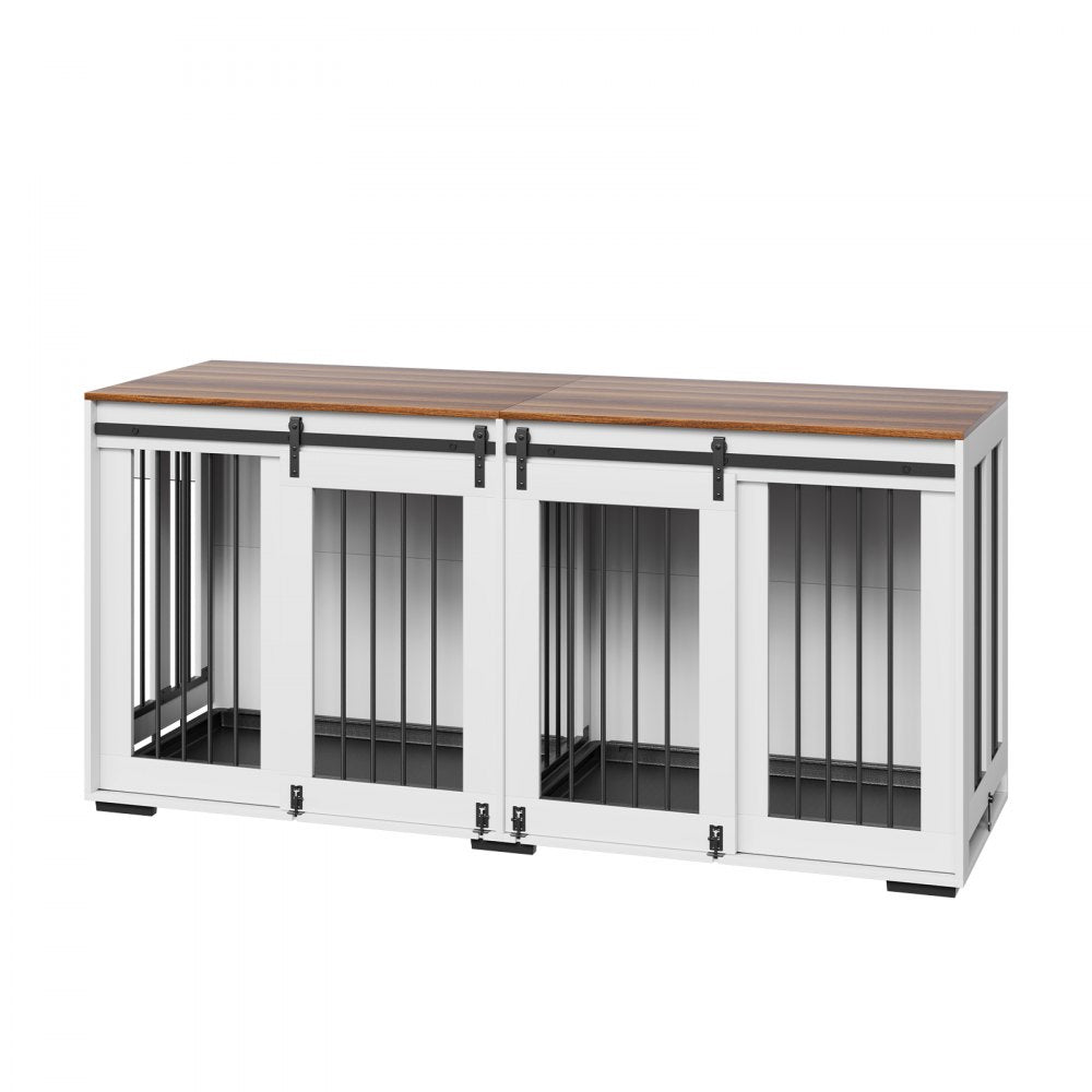 SS-703 - Elegant 72" Wooden Dog Crate with Storage & Secure Locks