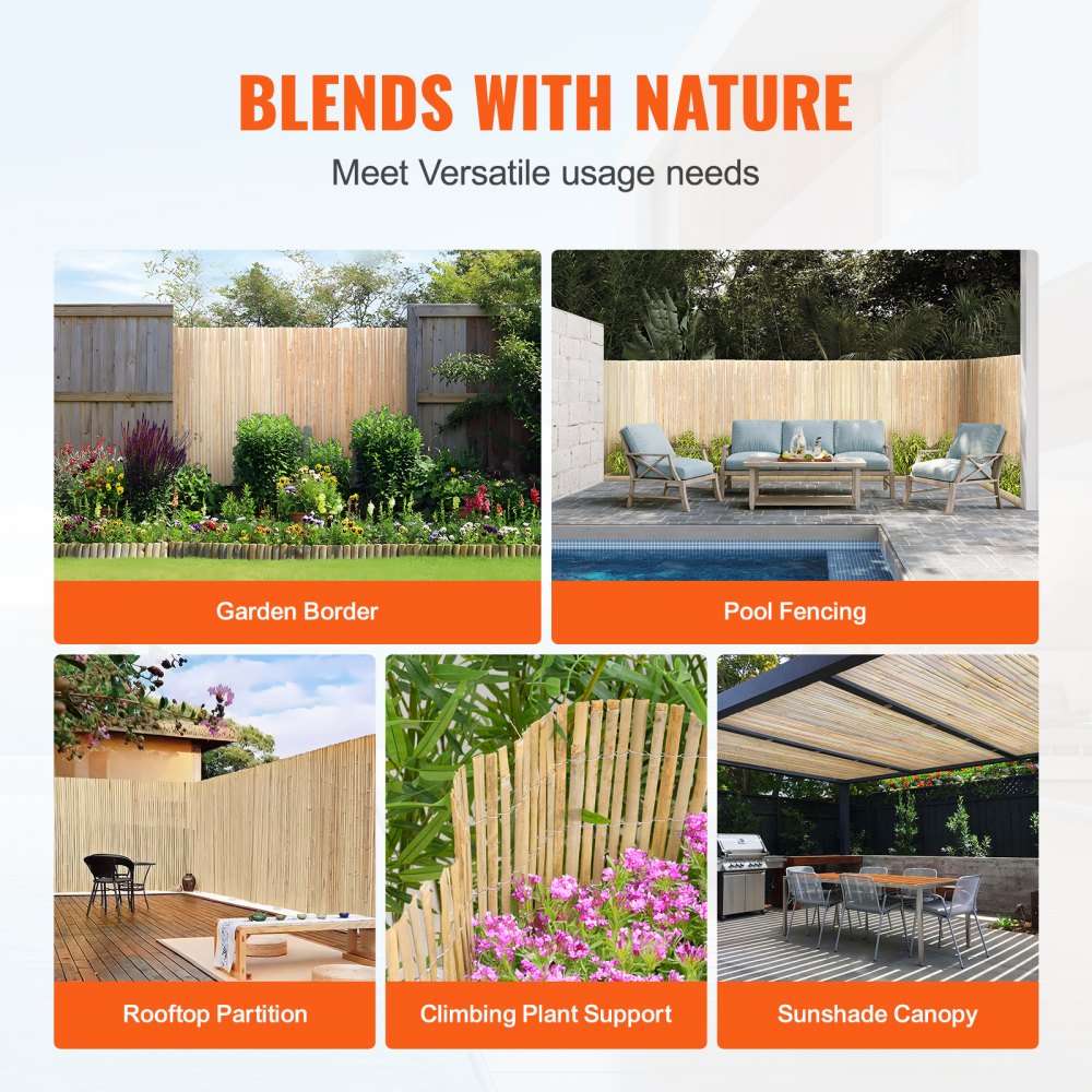 JA-A126H - 3ft Bamboo Privacy Screen, Durable & Easy to Install