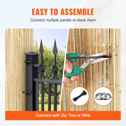 JA-A126F - 6ft Bamboo Privacy Screen with Rust-Proof Steel Wiring