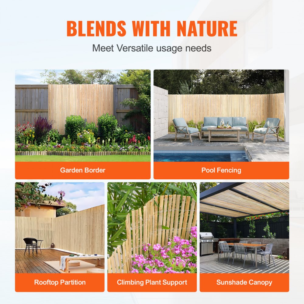 JA-A126F - 6ft Bamboo Privacy Screen with Rust-Proof Steel Wiring