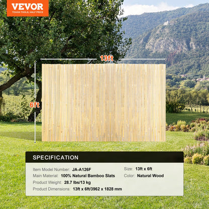 JA-A126F - 6ft Bamboo Privacy Screen with Rust-Proof Steel Wiring