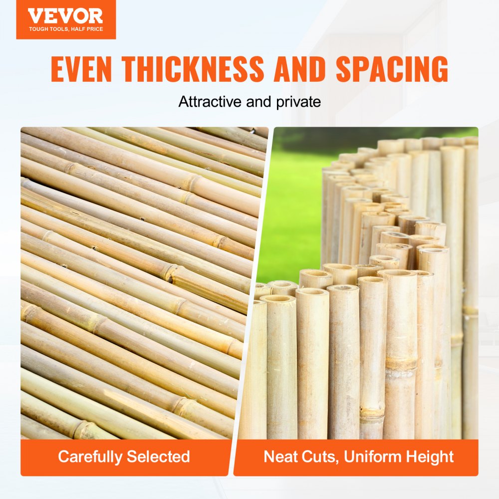 JA-A127A - Natural Bamboo Rolled Fence with Durable Steel Connections