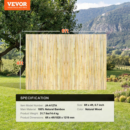 JA-A127A - Natural Bamboo Rolled Fence with Durable Steel Connections