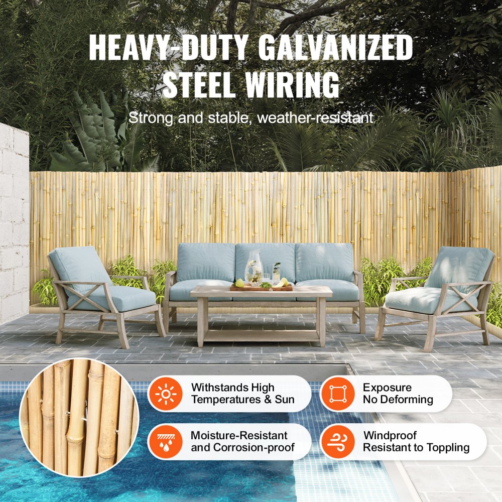 JA-A127B - Durable 100% Bamboo Rolled Fence for Privacy and Style