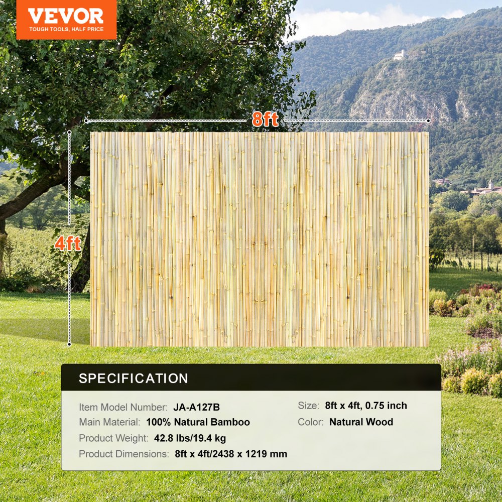 JA-A127B - Durable 100% Bamboo Rolled Fence for Privacy and Style