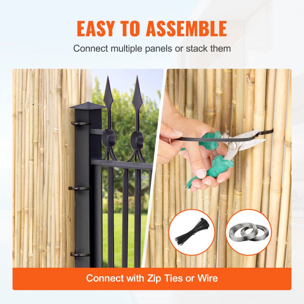 JA-A127C - 6ft Natural Bamboo Fence Panel for Private Outdoor Spaces