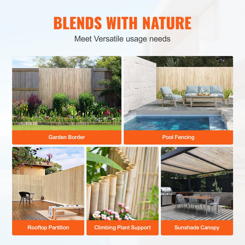 JA-A127C - 6ft Natural Bamboo Fence Panel for Private Outdoor Spaces