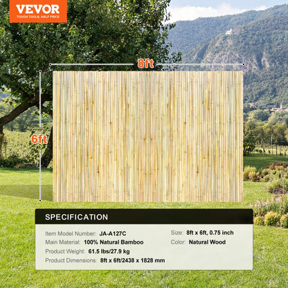 JA-A127C - 6ft Natural Bamboo Fence Panel for Private Outdoor Spaces