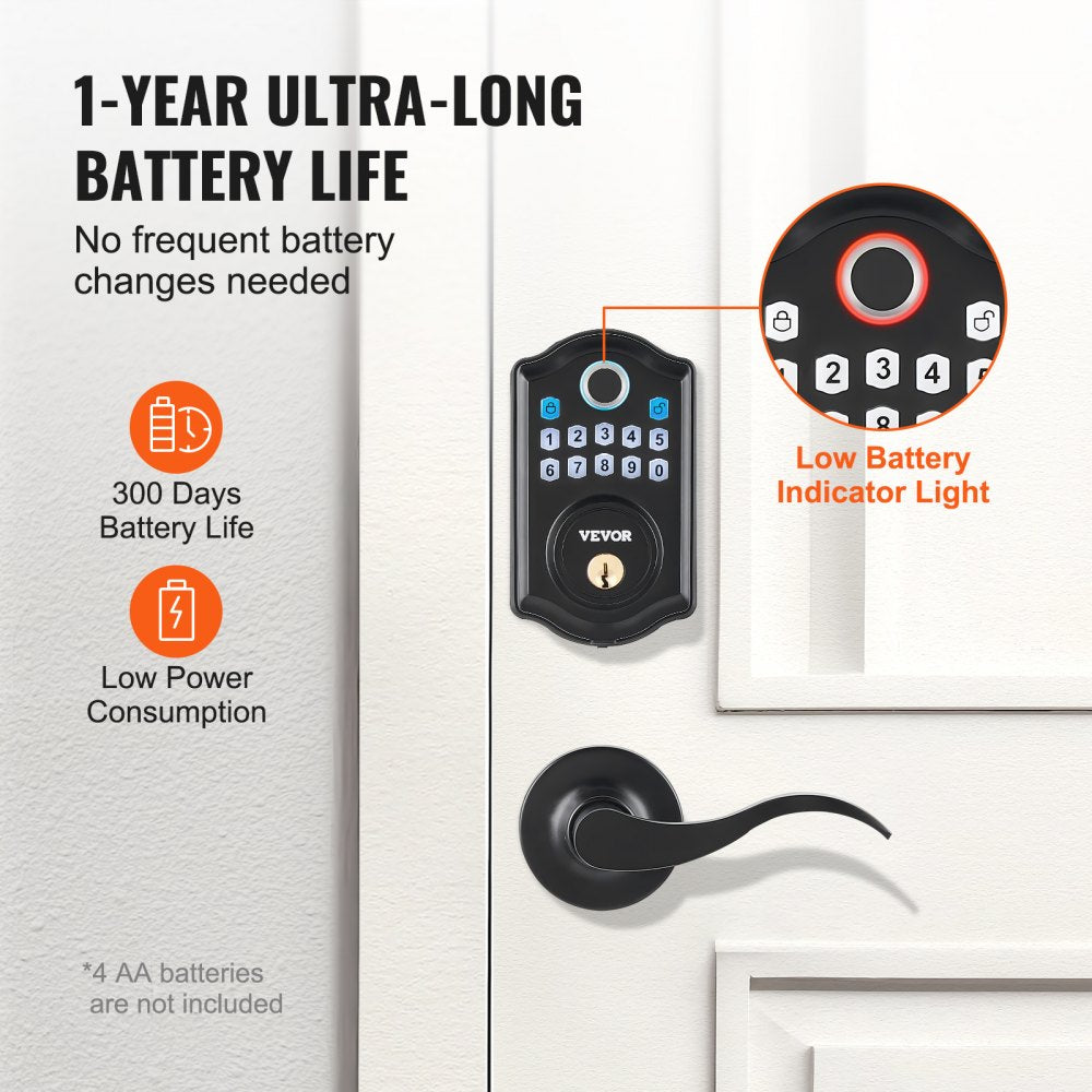 DS10Pro+L - VEVOR Biometric Fingerprint Door Lock with 300 Passcodes
