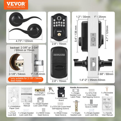 DS10Pro+L - VEVOR Biometric Fingerprint Door Lock with 300 Passcodes