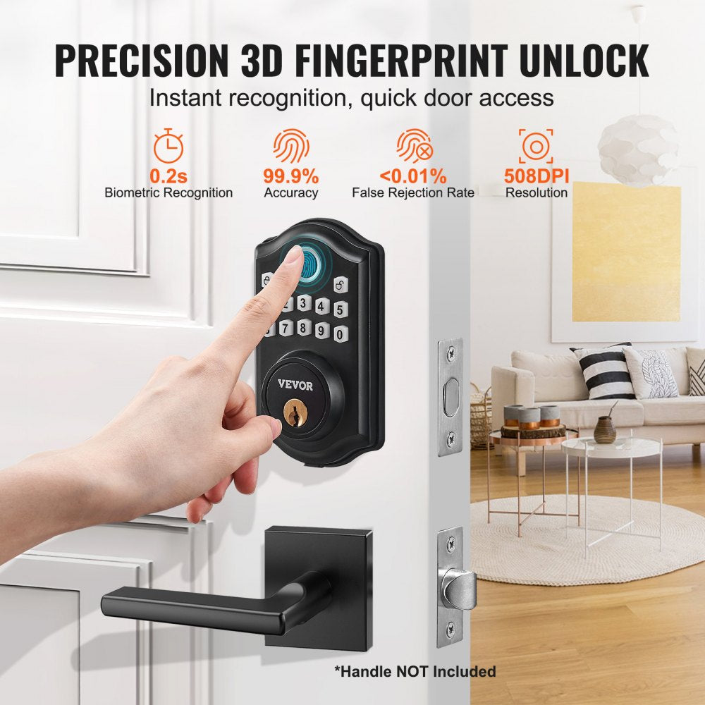 DS10Pro - Waterproof Fingerprint Door Lock with 300 Passcodes for Easy Access