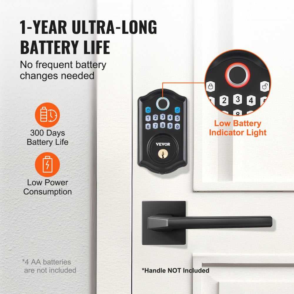 DS10Pro - Waterproof Fingerprint Door Lock with 300 Passcodes for Easy Access