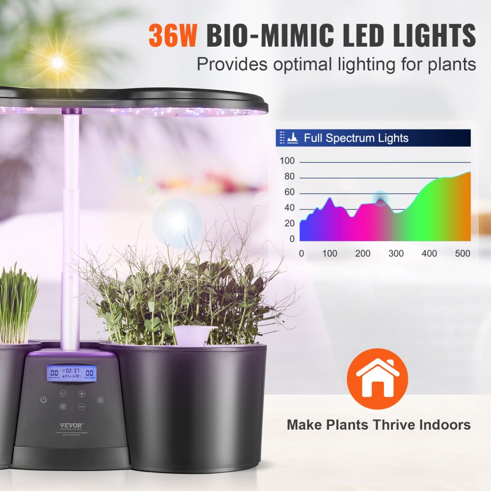 S12C - VEVOR 12-Pod Indoor Hydroponics System with LED Grow Light