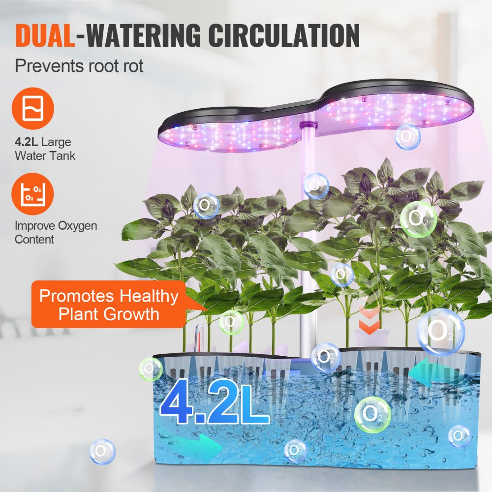 S12C - VEVOR 12-Pod Indoor Hydroponics System with LED Grow Light