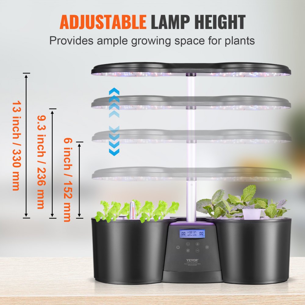S12C - VEVOR 12-Pod Indoor Hydroponics System with LED Grow Light