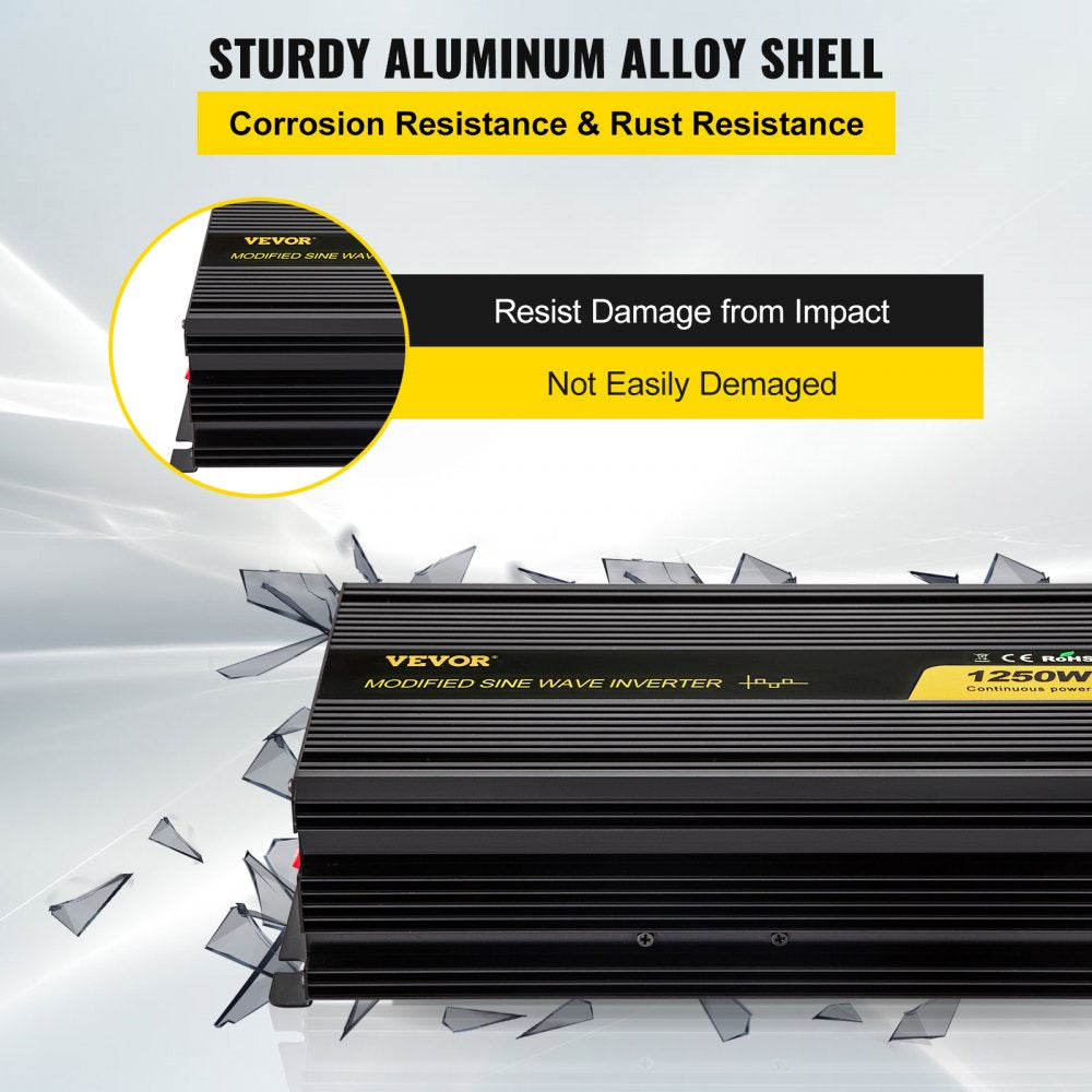 GYM-1250W - Durable 1250W VEVOR Inverter with LCD Control for RV & Solar