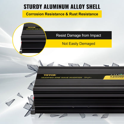 GYM-1250W - Durable 1250W VEVOR Inverter with LCD Control for RV & Solar