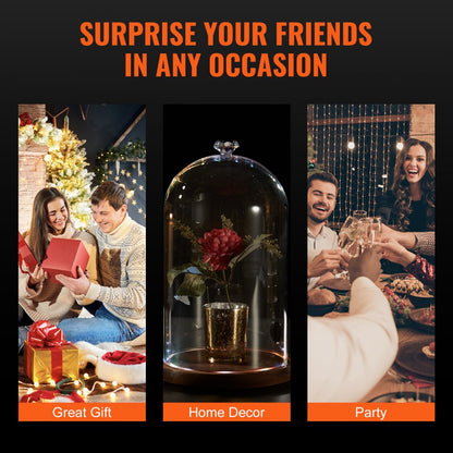 1530-1 - 6.9" VEVOR Glass Smoking Cloche with Wooden Base for Cocktails