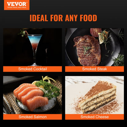 1530-1 - 6.9" VEVOR Glass Smoking Cloche with Wooden Base for Cocktails