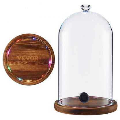 1530-1 - 6.9" VEVOR Glass Smoking Cloche with Wooden Base for Cocktails