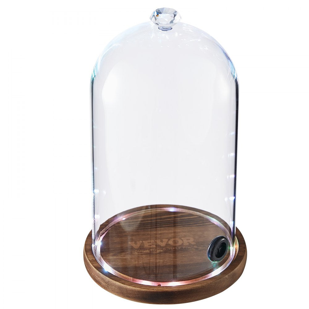 1530-1 - 6.9" VEVOR Glass Smoking Cloche with Wooden Base for Cocktails